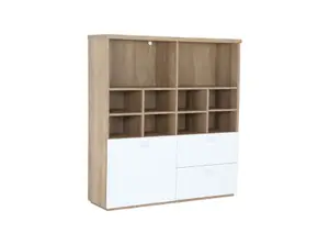 Bibliothèque Globo - Chêne Marron / Blanc