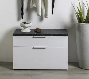 Petit Meuble Mundi - Marbre / Blanc