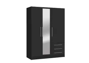 Armoire Jupiter 3 Portes 3 Tiroirs - Noir