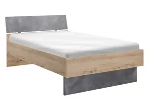 Lit Lafabrica Avec Planche Sommier + Tiroir 120X200Cm - Beige / Gris