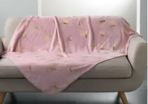 Plaid Imprimé Bloomy 125X150Cm - Rose / Or