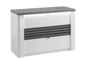 Commode Vertigo Avec 3 Tiroirs - Chêne Gris / Blanc