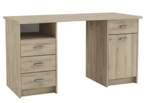 Bureau Monaco 2 + 1 Porte + 4 Tiroir + 1 Niche - Chêne