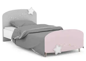 Lit Stella 90X190 Cm - Rose / Blanc / Gris
