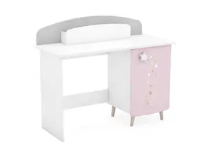Bureau Stella + 1 Porte + 1 Niche - Rose / Blanc / Gris