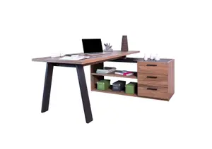 Bureau Davinci Brera Avec Crédence - Noir / Noyer