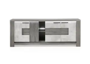 Buffet Bolzano 4 Portes Avec Led Chêne Béton