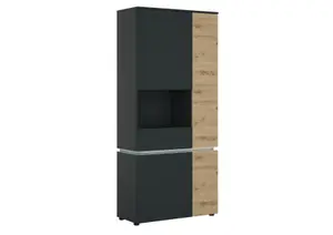 Vitrine Avec Led Luci - Artisan Oak / Gris