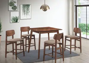 Set Penn Table Haute + 4 Tabourets - Marron