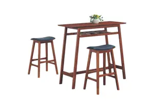Set Yale Table Haute + 2 Tabourets - Marron