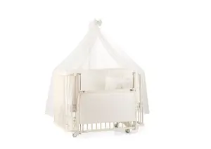 Berceau Bambino 70X110Cm Avec Roulettes Et Matelas Et Moustiquaire - Creme