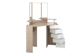 Bar À Beauté Sweet Avec 5 Tiroirs Pivotants + Led - Blanc / Chêne