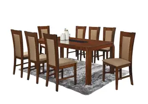 Set Table À Manger Joceline Avec 8 Chaises - Marron