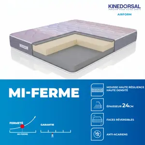 Matelas Kinedorsal Airform 90X190 - Bleu / Blanc