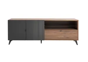 Meuble Tv Infinito - Gris Anthracite / Marron