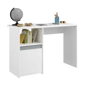 Bureau Pirouette 1 Porte + 1 Niche - Blanc / Gris / Rose