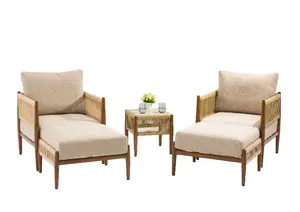 Set Relax Oslo 2 Fauteuils +2 Reposes Pieds Et Table Basse - Beige