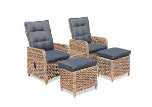 Set Relax Chahine 2 Fauteuils +2 Reposes Pieds Et Table Basse - Gris