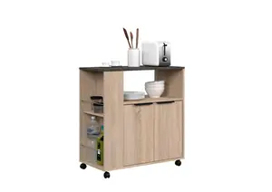 Desserte Cuisine Fumay Avec Roulettes - Oak