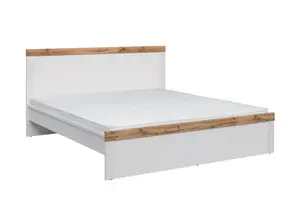 Lit Holten 160X200Cm - Blanc / Chêne