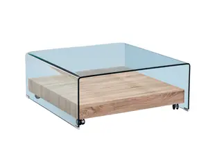 Table Basse Carrée Kinshasa Avec Niche - Blanc / Beige