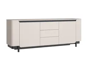 Buffet Vodol 2 Portes Et 3 Tiroirs - Beige / Noir