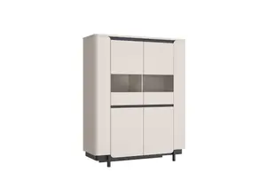 Vitrine Vodol Avec Portes Vitrées - Beige / Noir