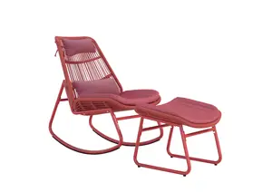 Chaise Relax + Repose Pieds Alicia - Rouge
