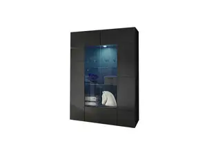 Vitrine Dama 2 Portes - Gris Foncé Brillant