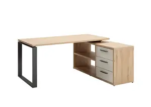 Bureau Disegno Art Avec Credence Et 3 Tiroirs - Blanc Crème / Beige