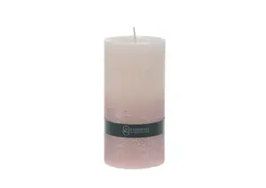 Bougie Pilier Trempée 14Cm - Blanc / Rose