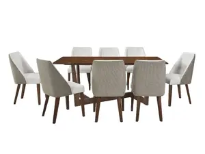 Set Table À Manger Katline Avec 8 Chaises - Marron