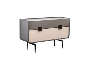 Commode Panama Avec 4 Tiroirs - Gris / Blanc