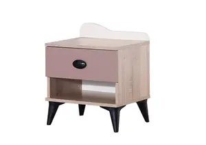 Table De Chevet Mado Avec Tiroir Et 1 Niche - Chêne / Violet