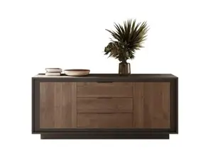Buffet 2 Portes + 3 Tiroirs Sky - Noir/ Marron