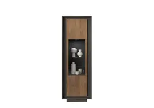 Vitrine 1 Porte Sky - Noir / Marron