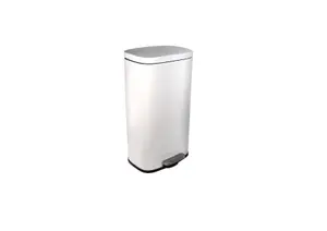 Poubelle 30L À Pédale Rectangulaire - Blanc Mat