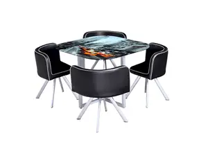 Set Table À Manger Space Avec 4 Chaises - Noir