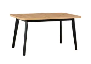 Table À Manger Oslo Extensible Avec Piètement Noir - Noyer Clair