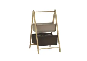Echelle En Bois Avec Deux Paniers - Taupe
