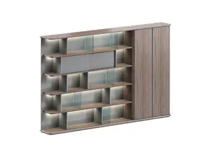 Élément Haut 2 Portes Leader Avec Led - Marron / Gris