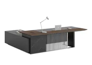Bureau Presidentiel Droit Embassy Prime - Marron / Gris