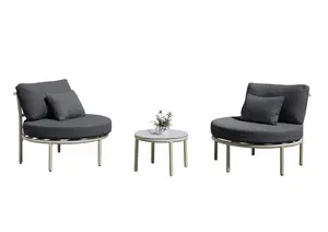 Set Balcon Comfort Zone 2 Fauteuils + Table - Gris Foncé