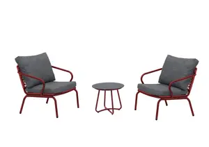 Set Balcon Alicia Avec Table Basse - Gris Foncé / Rouge