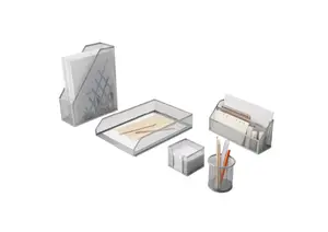 Set De 5 Pièces D'Accessoires De Bureau - Argenté