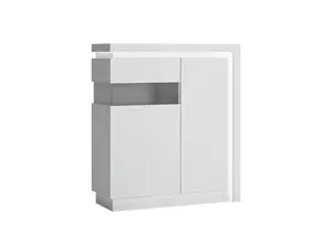 Vitrine White Lyon Avec Porte Vitrée À Gauche - Blanc