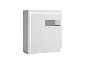 Vitrine White Lyon Avec Porte Vitrée À Droite - Blanc