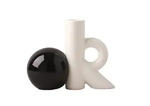 Vase En Céramique - Blanc / Noir