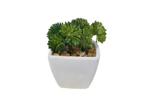 Plante Artificielle Avec Pot En Melamine 6,5X6X9Cm - Blanc