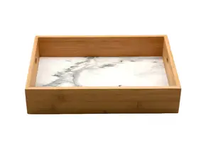 Plateau Marbré Bambou - Beige Naturel